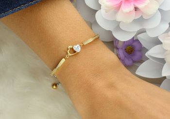 Bransoletka damska Nomination Italy Milleluci z sercem konturem i cyrkoniowym sercem 028021 022. Złocona stal, cyrkonie, regulowana długość, oryginalne opakowanie, certyfikat autentyczności (3).jpg